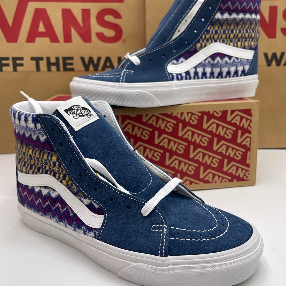 Vans Men’s Sk8-Hi
Fair Isle Biue/Multi Sneakers 
VN0A705NBER